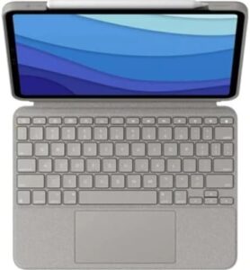 Logitech Combo Touch Keyboard Trackpad Case for iPad Pro 12.9-Inch, Sand in use with iPad Pro