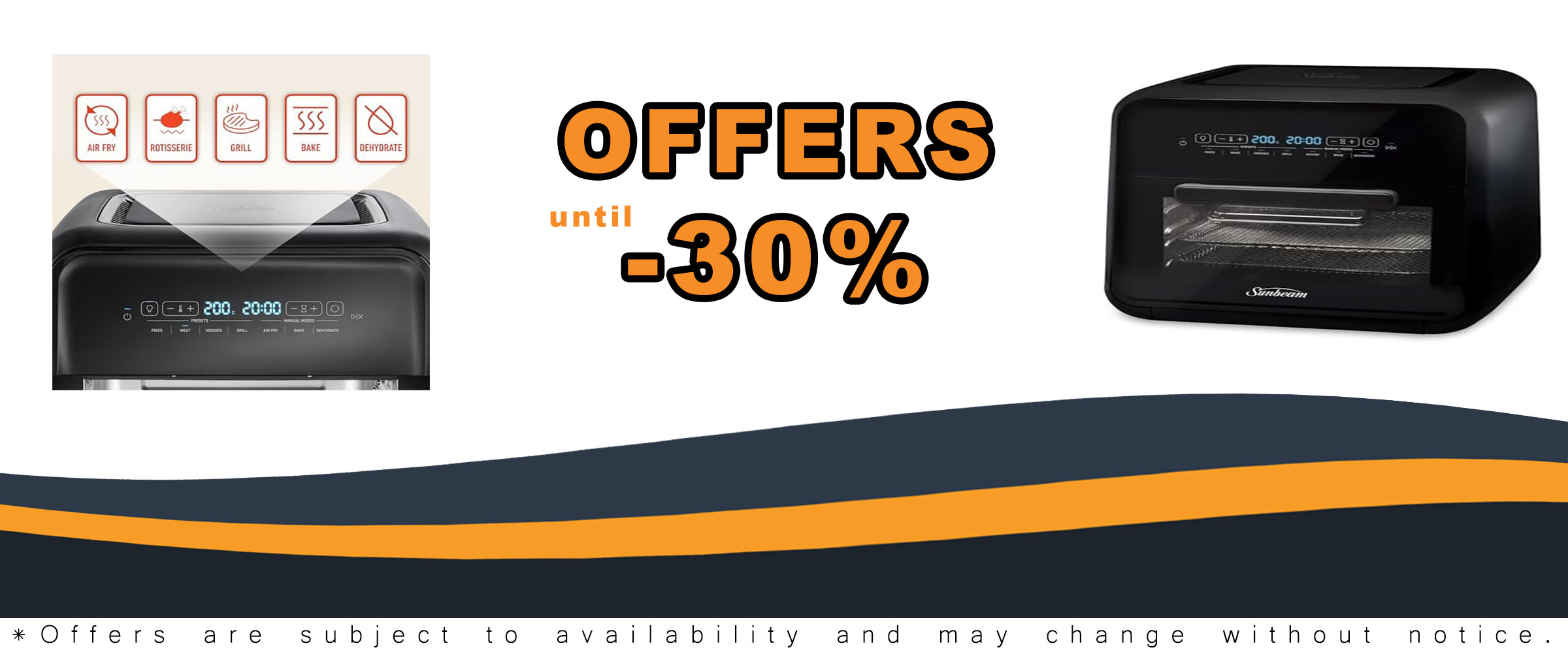 Sunbeam All-In-One 10L Air Fryer Oven, Black, with 9 Accessories and Digital Controls