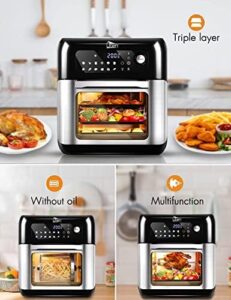 Uten Air Fryer Oven, 10L capacity, LED touch screen, 12 preset menus for easy cooking