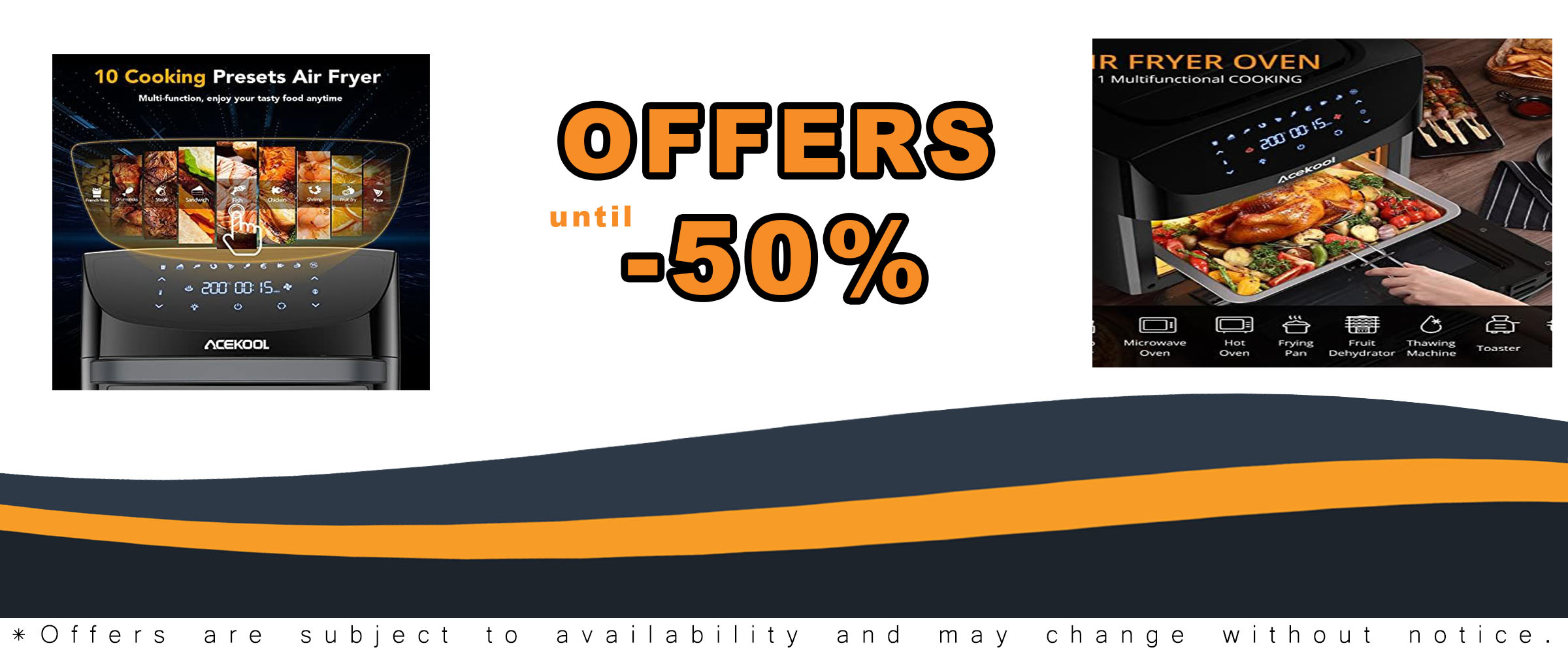 Acekool FT1 18L Air Fryer Oven with digital touchscreen and rotisserie function