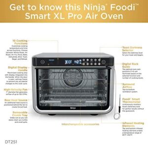 Ninja DT251 Foodi 10-in-1 Smart XL Air Fry Oven with 6 trays and recipe guide in silver