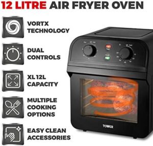 Tower T17065 Manual Air Fryer Oven with 12 Litre Capacity and Rapid Air Circulation