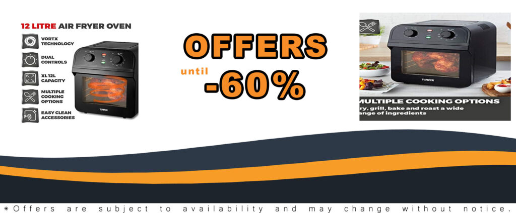 Tower T17065 Manual Air Fryer Oven with 12 Litre Capacity and Rapid Air Circulation
