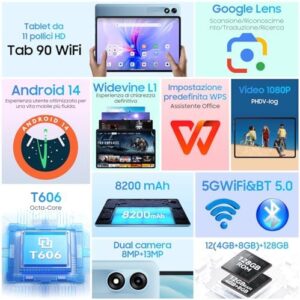 Blackview Tab90 Android 14 Tablet with 11-inch Display, 12GB RAM, and 128GB Storage – Powerful Performance and Long Battery Life