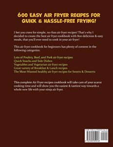 Air Fryer Cookbook cover featuring 600 healthy recipes for air frying