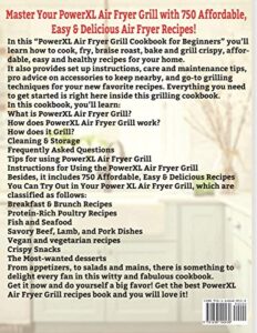 PowerXL Air Fryer Grill Cookbook For Beginners with 750 Easy and Affordable Recipes