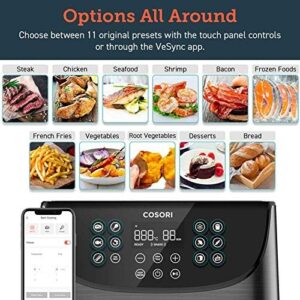 COSORI Air Fryer 5.5L with a non-stick basket, showcasing the sleek design and easy-to-use app control