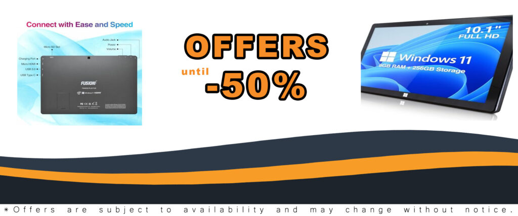 Fusion5 10.1" Windows 11 Tablet PC with Full HD Display and Intel Quad-Core CPU