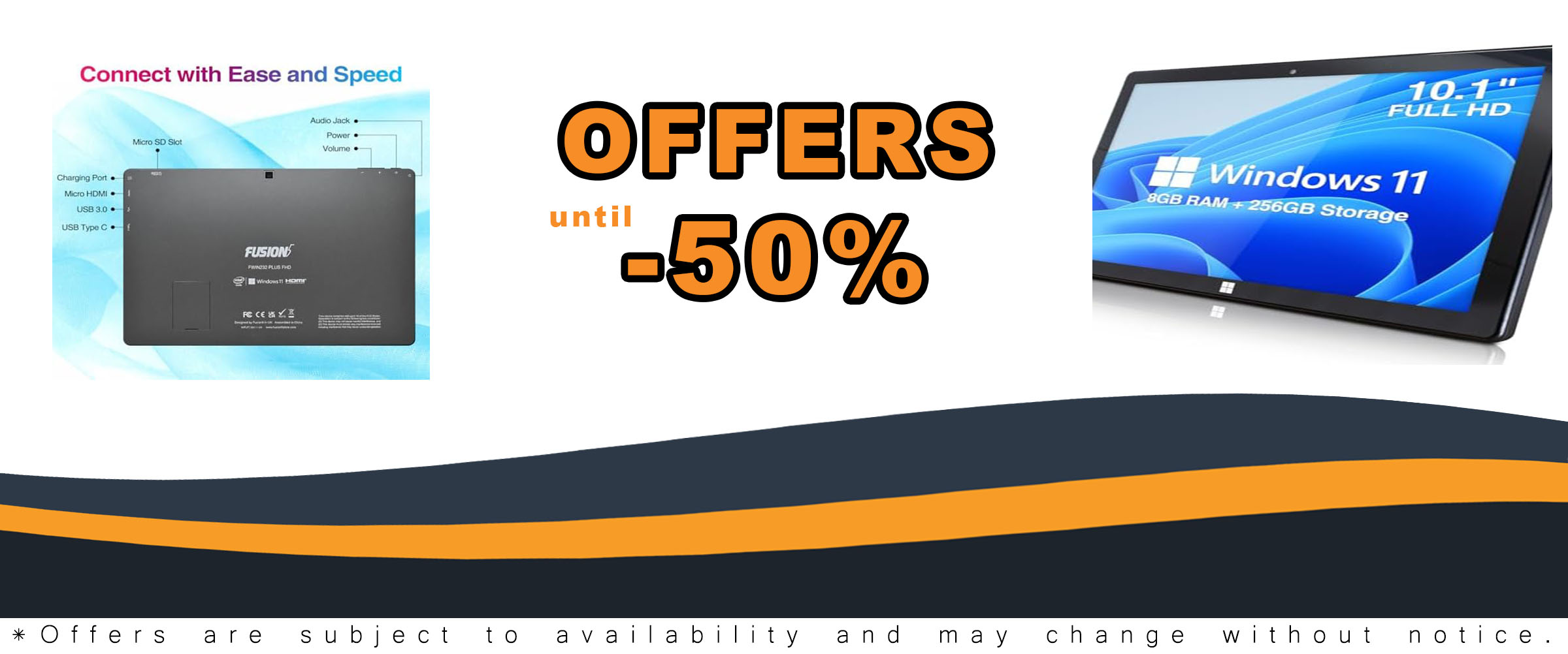 Fusion5 10.1" Windows 11 Tablet PC with Full HD Display and Intel Quad-Core CPU
