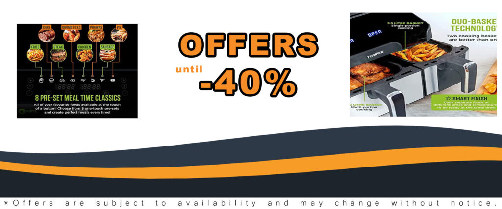 Tower T17099 Vortx Dual Basket Air Fryer in black with 5.2L and 3.3L capacity
