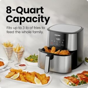 Chefman TurboFry Touch Air Fryer, XL 8-Qt Family Size with One-Touch Digital Control Presets