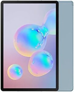 Samsung Galaxy Tab S6 Wi-Fi Only 128GB Blue (Renewed) on a white background showcasing the sleek design and stunning display.