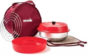 OMNIA Kit 1 set with Camp Oven, Silicone Mold, Potholders, Baking Grid, and Storage Bag for outdoor cooking