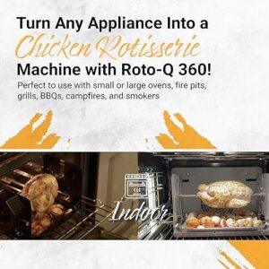 ROTO-Q 360 Cordless Rotisserie Kit for Grills, Ovens, Smokers - Non-Electric Spit Roaster for BBQ, Gas, Charcoal, Kamado Joe, Green Egg, Kettle