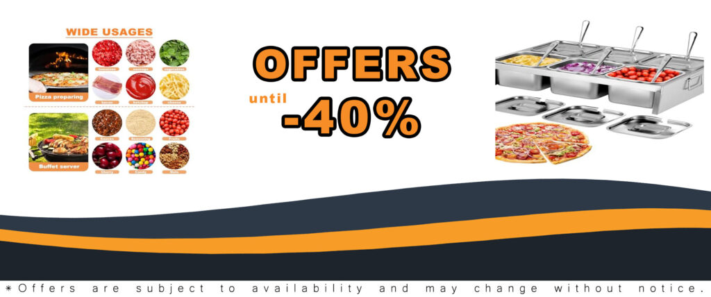 Saladulce Pizza Topping Station with 6x2L Stainless Steel Containers, Lids, and Ladles