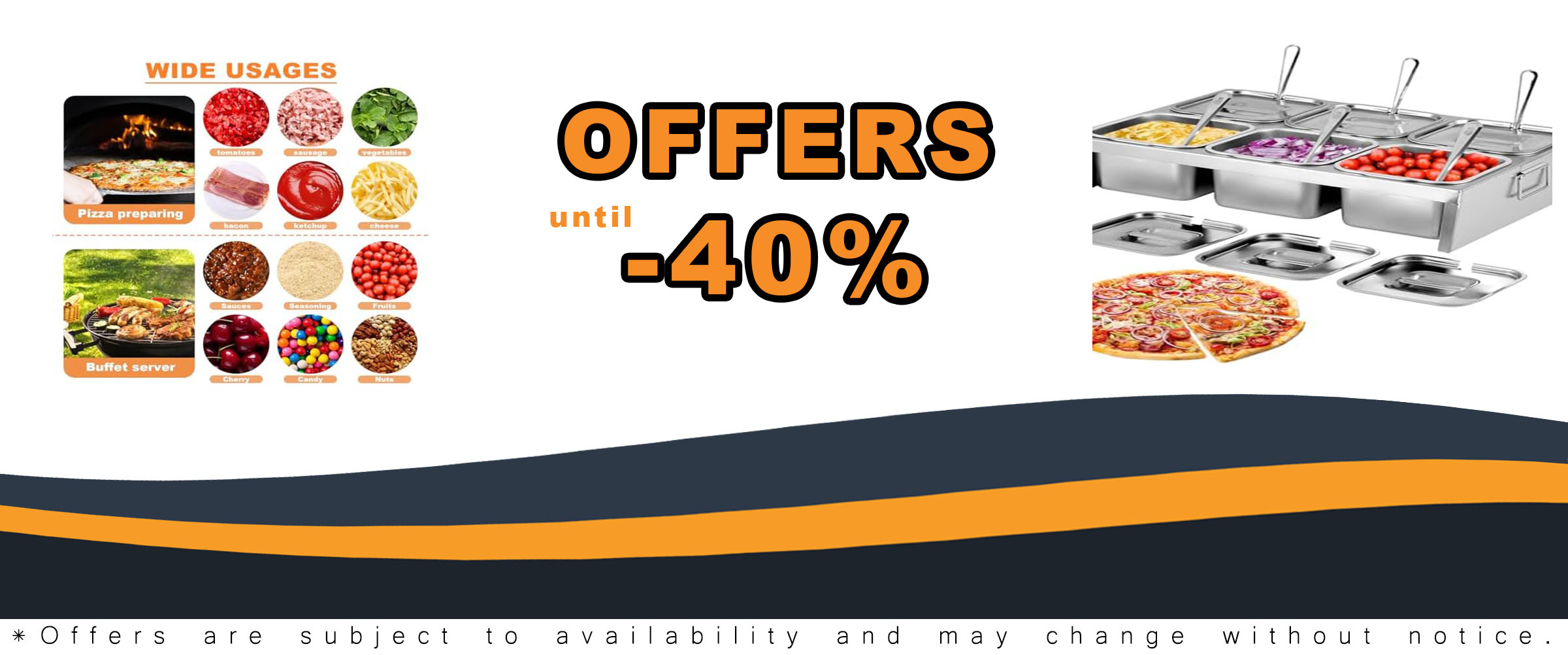 Saladulce Pizza Topping Station with 6x2L Stainless Steel Containers, Lids, and Ladles