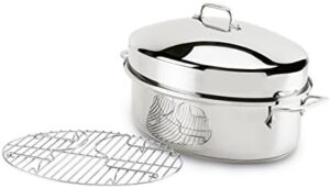 All-Clad E7879664 Stainless Steel Oval Roaster Cookware, 16-Inch, Silver