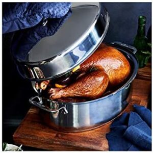 All-Clad E7879664 Stainless Steel Oval Roaster Cookware, 16-Inch, Silver