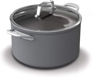 Ninja 12-Piece Cookware Set in Slate Grey, featuring Fry Pan, Sauce Pan, and Stock Pot with Glass Lids