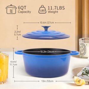 CookNexa 6QT Enameled Cast Iron Dutch Oven with Lid and Silicone Accessories – Ideal for Baking & Cooking