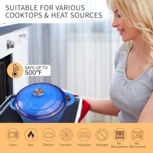 CookNexa 6QT Enameled Cast Iron Dutch Oven with Lid and Silicone Accessories – Ideal for Baking & Cooking