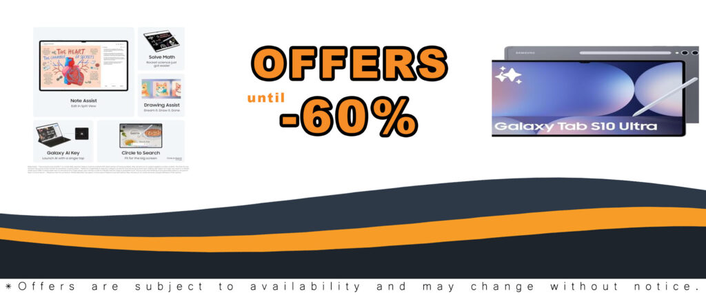 Samsung Galaxy Tab S10 Ultra WiFi 14.6" Android Tablet, Moonstone Grey, showcasing its sleek design and powerful features