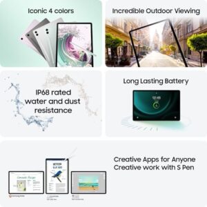 Samsung Galaxy Tab S9 FE Wifi Tablet in Lavender color with S Pen and smooth display