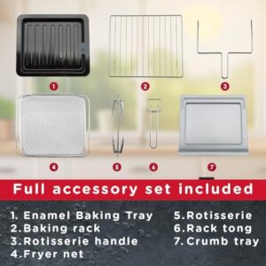 Sensio Home Gourmet Pro Clean Cook Air Fryer Oven with Rotisserie and Dehydrator, Family Size 15L