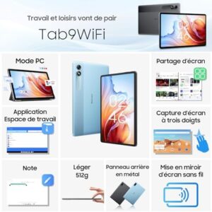 Blackview Tab 9 WiFi Tablet with Android 14, 18GB RAM, and 256GB ROM, 5G WiFi, 8MP+13MP Cameras, and Face ID