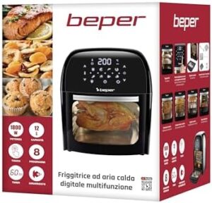 BEPER P101FRI012 Multifunctional Digital Air Fryer, Black, 12L Capacity