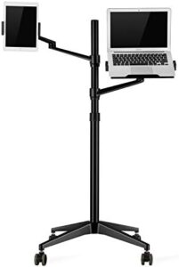 ThingyClub Mobile Rolling Tablet and Laptop Mount 2-in-1 with dual arms and adjustable height  