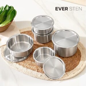 Eversten CaKE Stainless Steel Food Storage Containers With Lids 5PCS Canister Set - Premium Quality for Kitchen