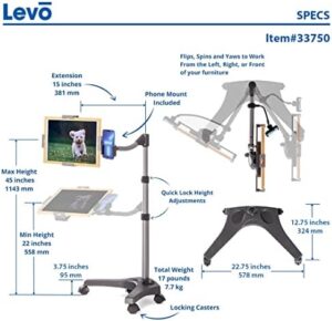 LEVO G2 Essential Tablet Floor Stand for iPads, Tablets, and E-Readers in Black Color