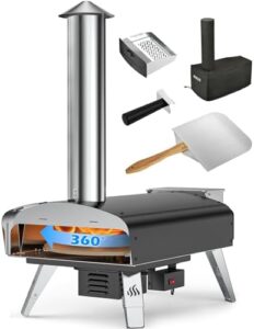 Mimiuo Outdoor Pizza Oven with Rotating System, Pizza Stone, and Carry Bag