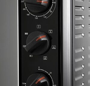 Compact 30L Electric Mini Oven with 2 Hotplates on a kitchen counter, showcasing its versatility for grilling, roasting, and baking.