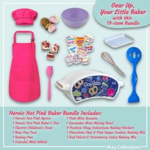 Ultimate Easy Baking Oven Bundle for Kids with 19 items, including oven, apron, hat, whisk, and baking tools.