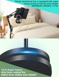 Tablet Floor Stand for iPad, iPhone, and Tablets – Adjustable, Stable Base for Overhead and Bed Use