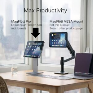 MagFlott Pro 11"/10.9" Space Gray, Adjustable Magnetic Stand for iPad Pro and iPhone, with UCable USB C Cable