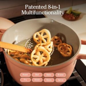 Perfect Pot - 5.5 Qt. Nonstick Ceramic Sauce Pan with Lid in Spice Color