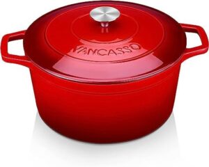Enamelled Casserole Pot 28cm Red Cast Iron Dutch Oven with Stainless Steel Knob Lid