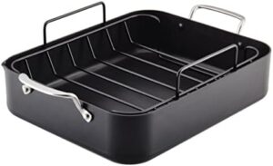 Hard Anodized Roasting Pan with Removable Rack, 13" x 15.75", Matte Black  