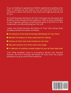 Cover of the Emeril Everyday 360 Deluxe Air Fryer Oven Cookbook with healthy recipes for the Emeril Lagasse Power Air Fryer 360.