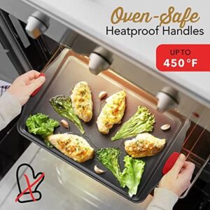 Eatex 15PC Baking Pans Set with Silicone Handles - Non-stick, Durable, and Oven Safe