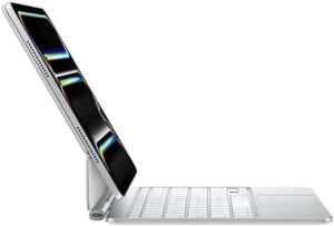 White iPad Magic Keyboard Case for iPad Pro 11-inch (M4) with built-in trackpad and function row  