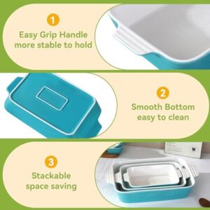Baking Dish for Oven Casserole Dishes Set with Ramekin - Ceramic Lasagna Pan, 9x12.8 Inch