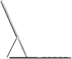 Apple Smart Keyboard Folio for 12.9-inch iPad Pro in use on a desk with a clear view of its design and functionality.  