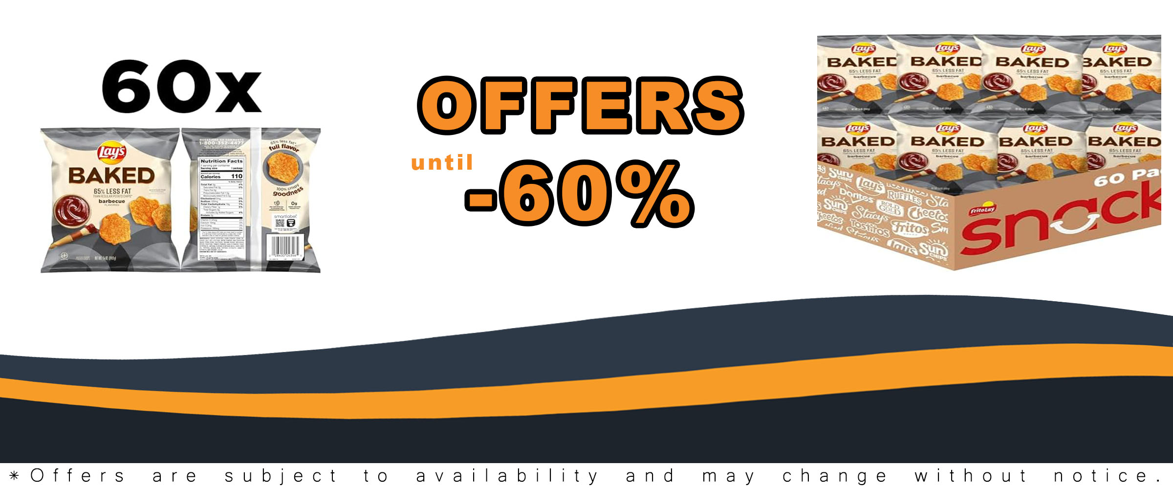 Lay's Oven Baked Barbecue Flavored Potato Crisps 0.875 oz Pack of 60