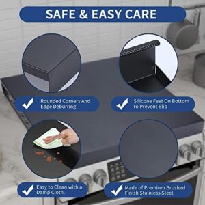 KOZHOM Stainless Steel Stove Top Cover for Gas and Electric Stoves, Black Finish