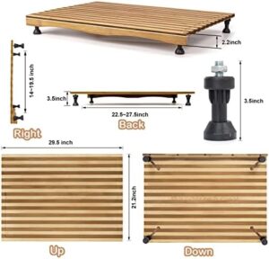 Bamboo stovetop cover with adjustable legs, doubling as a cutting board for gas and electric stoves.  