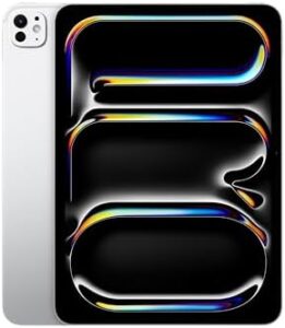 iPad Pro 11-inch (M4) in Silver, showcasing its Ultra Retina XDR display and sleek design